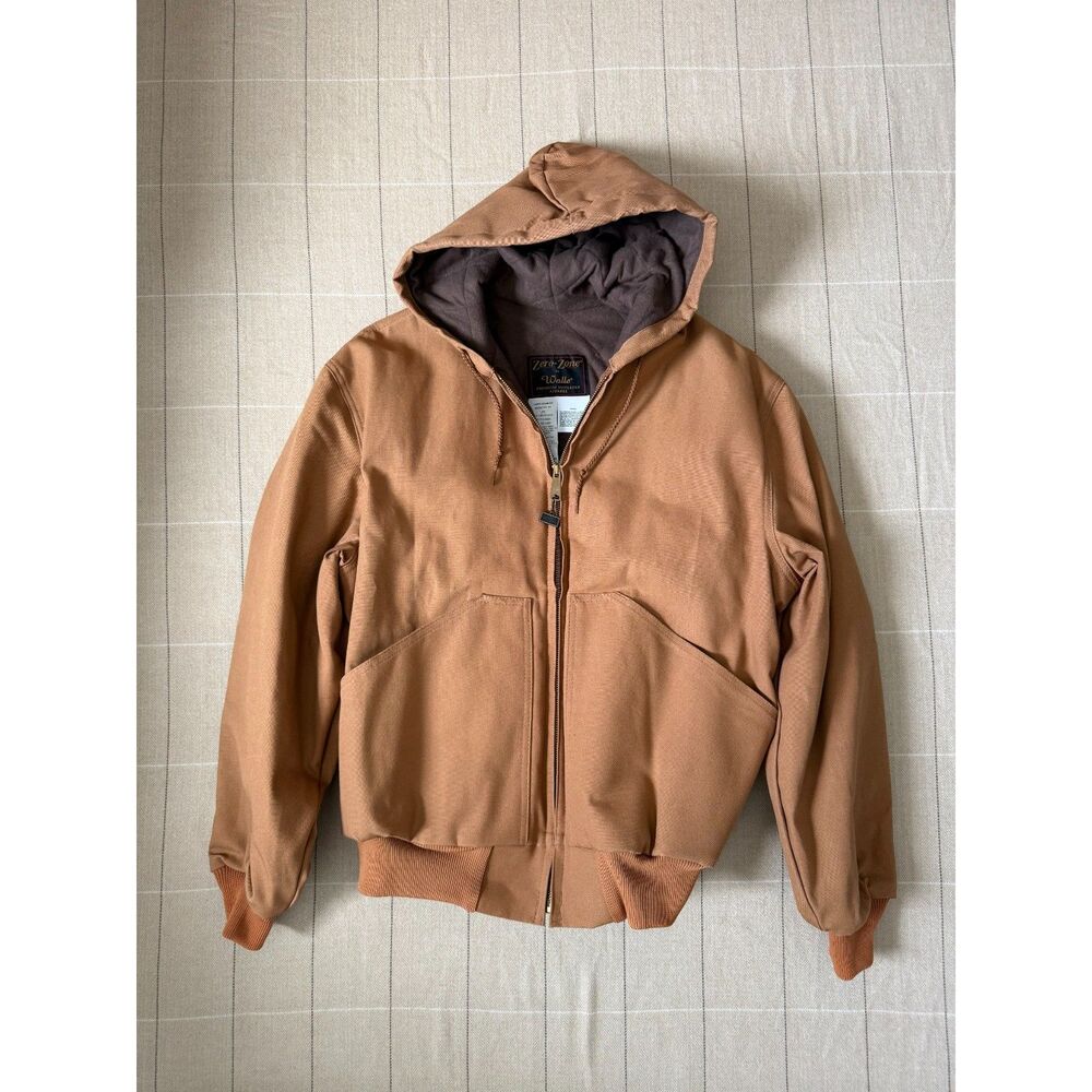 Vintage Walls Zero Zone Tan Barn Coat Canvas Work Jacket Hooded Large Workwear